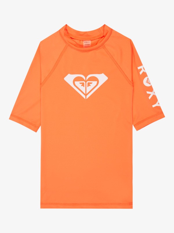 0 Whole Hearted - Short Sleeve Rash Vest for Girls 6-16 Pink ERGWR03491 Roxy