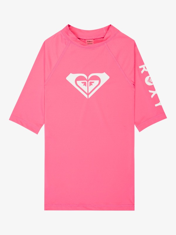 0 Whole Hearted - Short Sleeve Rash Vest for Girls 6-16 Pink ERGWR03491 Roxy