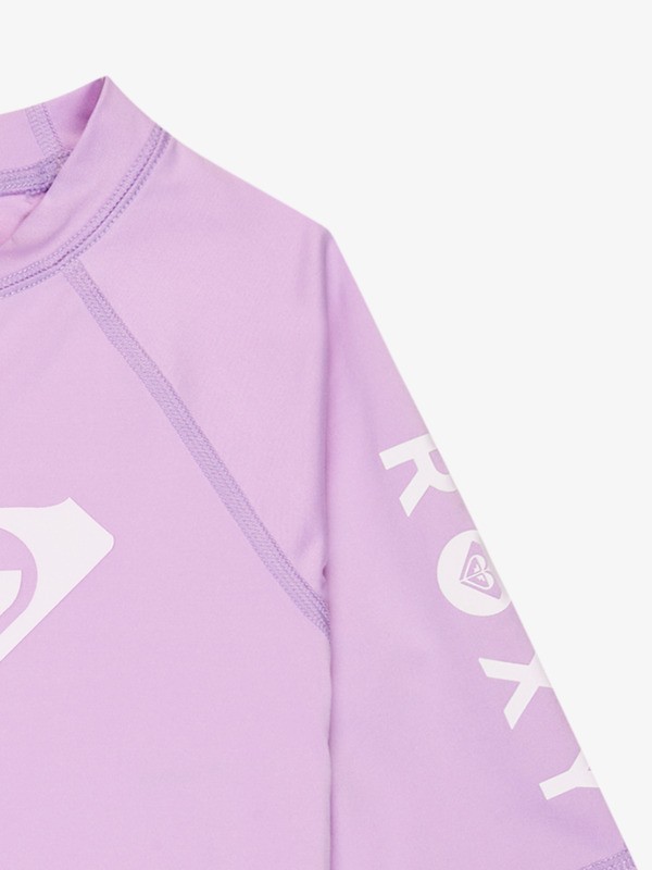 2 Whole Hearted - Short Sleeve Rash Vest for Girls 6-16 Purple ERGWR03491 Roxy