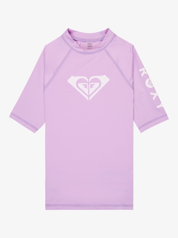 0 Whole Hearted - Short Sleeve Rash Vest for Girls 6-16 Purple ERGWR03491 Roxy