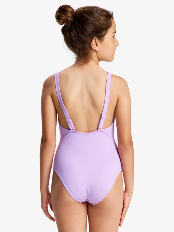 3 Solid Active - One-Piece Swimsuit for Girls 6-16 Purple ERGX103232 Roxy
