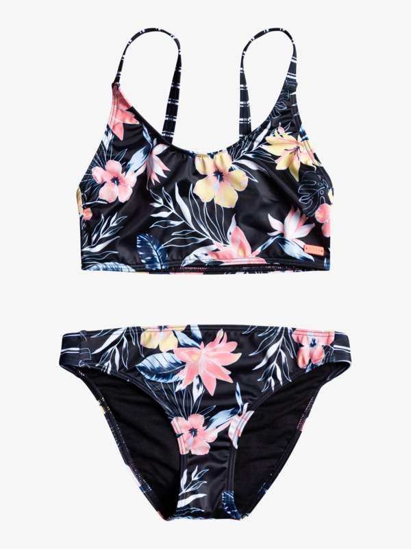 0 Flowers Addict - Conjunto de bikini crop-top para Chicas 8-16 Negro ERGX203417 Roxy