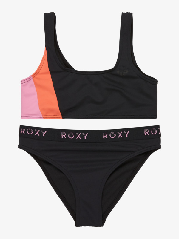 0 Colorblock - Two-Piece Swim Set for Girls 6 - 16 Black ERGX203648 Roxy