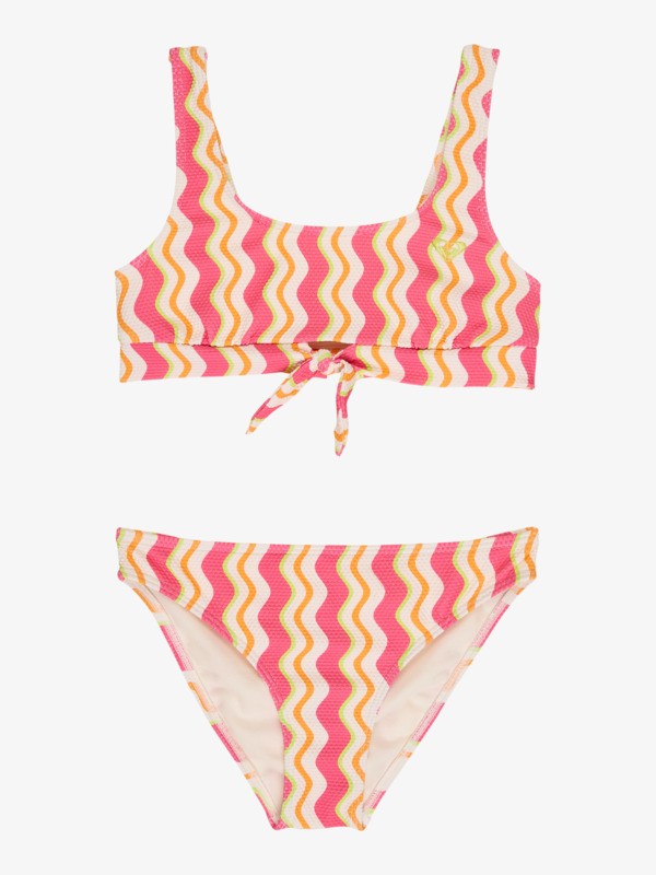 0 Bold Waves - Conjunto de biqu&iacute;ni de duas pe&ccedil;as Crop para Raparigas 6-16 Pink ERGX203707 Roxy