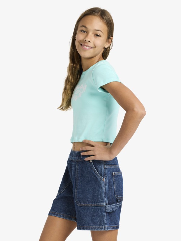 3 Baby One More Time - T-shirt curta para Raparigas 4-16 Azul ERGZT04152 Roxy