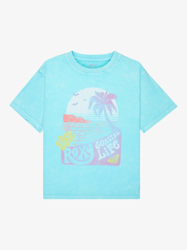 0 Eveoversize Washed - T-shirt met korte mouwen voor Meisjes 4-16 Blue ERGZT04157 Roxy