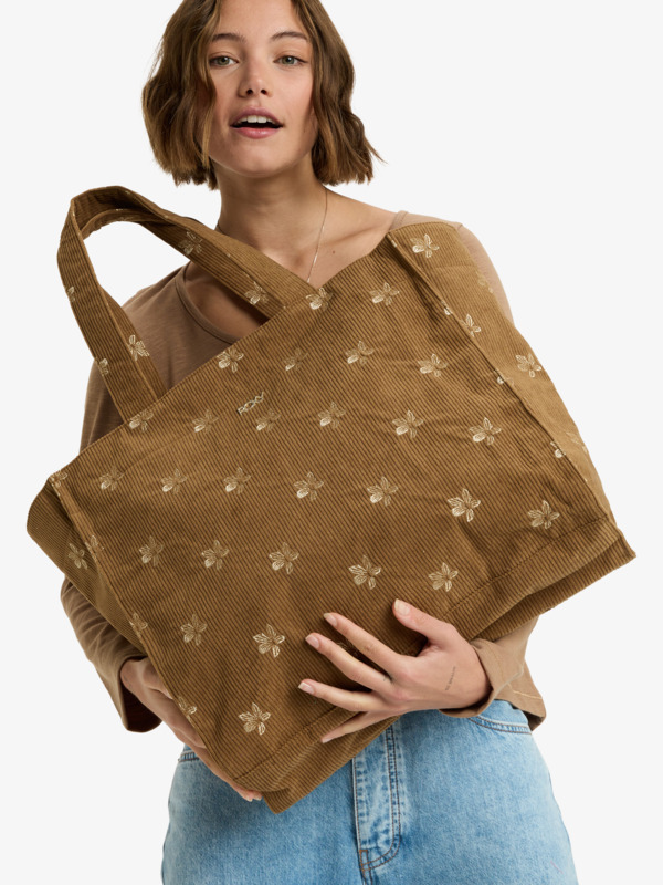 Sac à Bandoulière Roxy Feeling Emby Pour Femme - Velours Côtelé, Réglable, 2 L, Marron