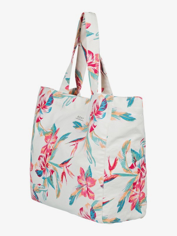 1 Anti Bad Vibes 25L - Large Canvas Tote Bag White ERJBT03167 Roxy