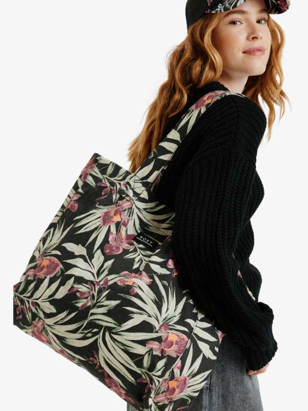 0 Anti Bad Vibes - Large Tote Bag for Women Black ERJBT03431 Roxy