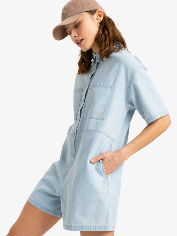 1 Hunting Waves - Denim Romper for Women Blue ERJDO03000 Roxy