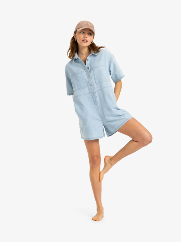 3 Hunting Waves - Denim Romper for Women Blue ERJDO03000 Roxy