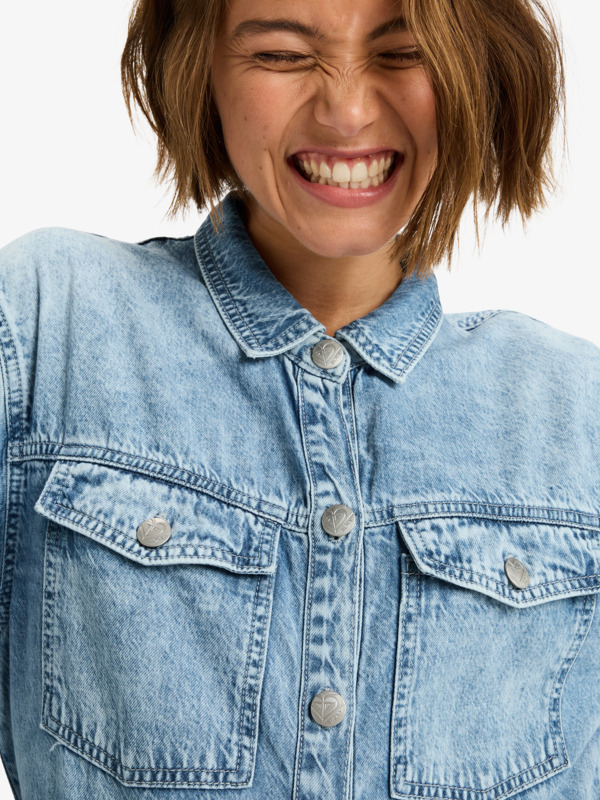 10 Coastal Weekend - Langärmliger Jeans-Einteiler für Frauen Blau ERJDO03001 Roxy
