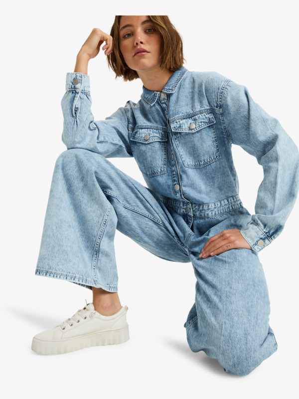 11 Coastal Weekend - Langärmliger Jeans-Einteiler für Frauen Blau ERJDO03001 Roxy