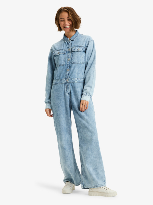 6 Coastal Weekend - Langärmliger Jeans-Einteiler für Frauen Blau ERJDO03001 Roxy