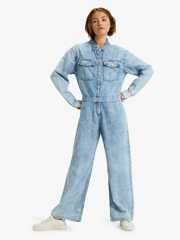 8 Coastal Weekend - Langärmliger Jeans-Einteiler für Frauen Blau ERJDO03001 Roxy