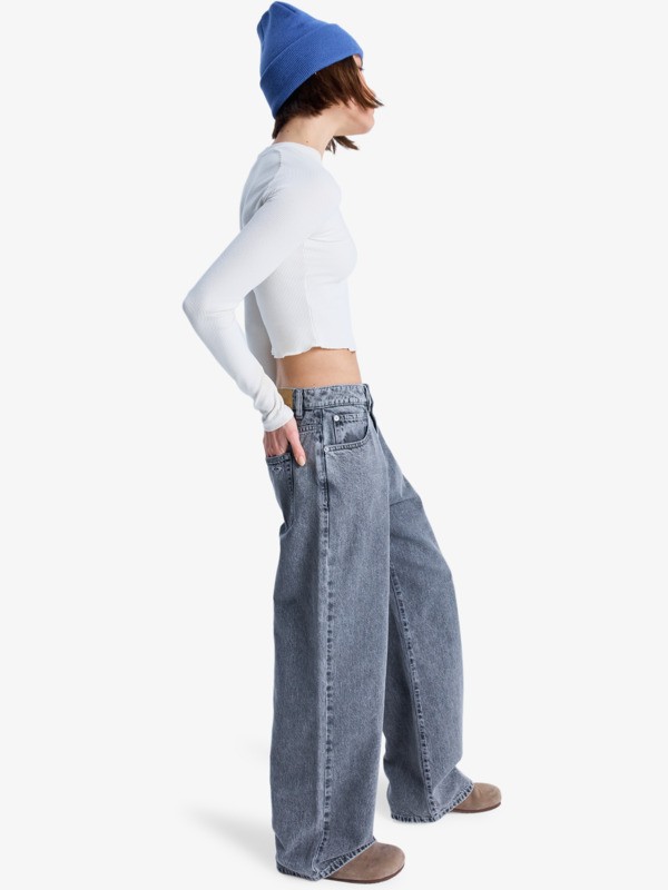 1 Laidback Low Lava - Loose Fit Denim Jeans for Women Black ERJDP03321 Roxy