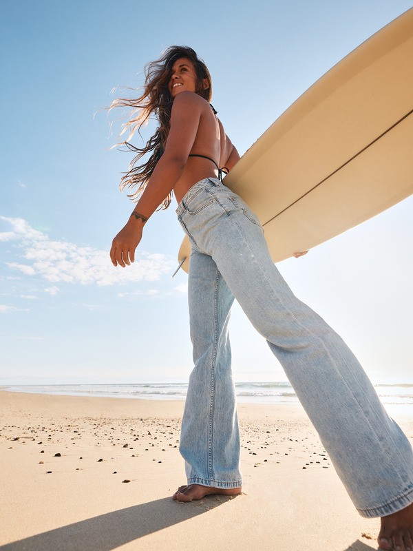 0 Dawn Patrol Mid Sunbleached - Jeans &agrave; coupe ample pour Femme Bleu ERJDP03340 Roxy