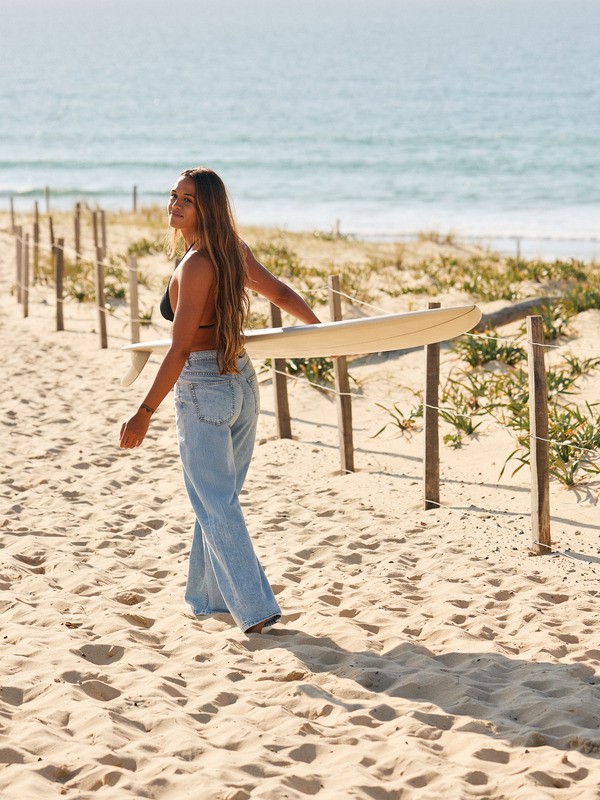 1 Dawn Patrol Mid Sunbleached - Jeans in denim larghi da Donna Blue ERJDP03340 Roxy