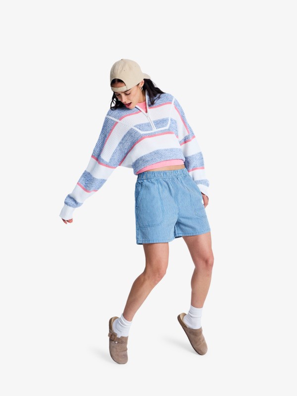 3 Stay Wavy Mid - Short en denim pour Femme Blanc ERJDS03345 Roxy