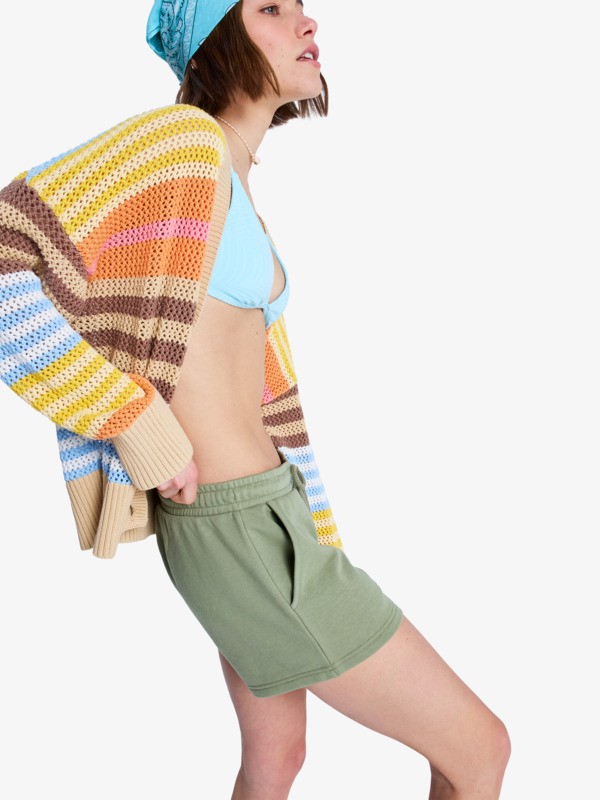 1 Surf Stoked - Short con cintura el&aacute;stica para Mujer Verde ERJFB03416 Roxy