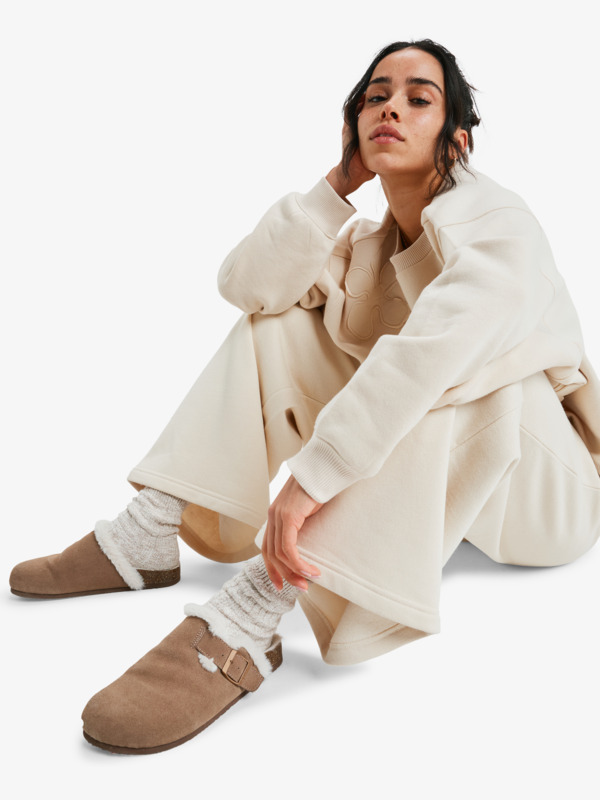 6 Please Please - Trainingsbroek met wijde pijp voor Dames Beige ERJFB03496 Roxy