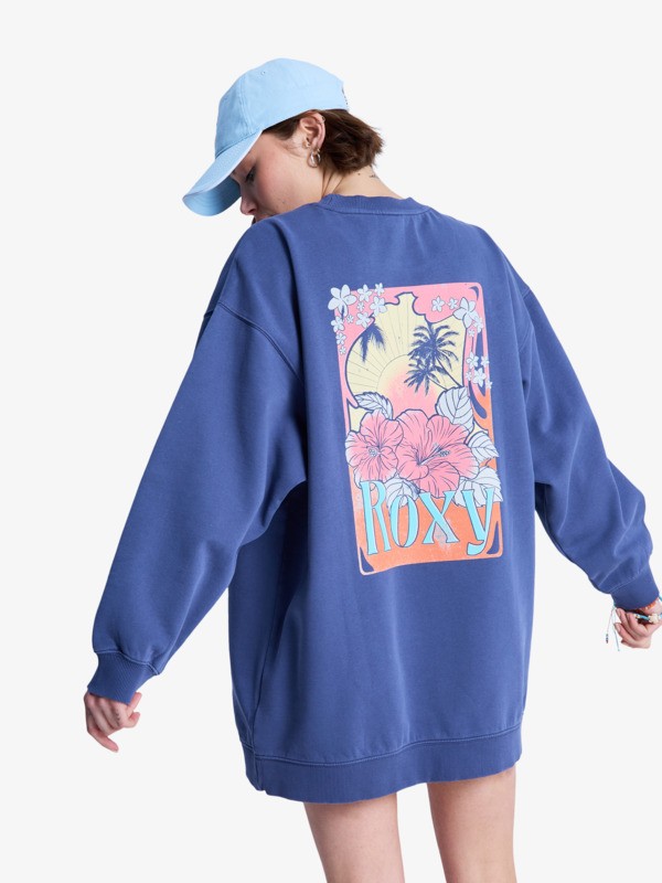 4 Saturday Night Vibes - Robe sweat oversize pour Femme Bleu ERJFD03002 Roxy