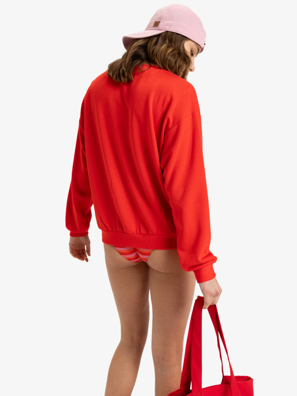 4 Surfing By Moonlight - Pullover Sweatshirt for Women Red ERJFT04808 Roxy