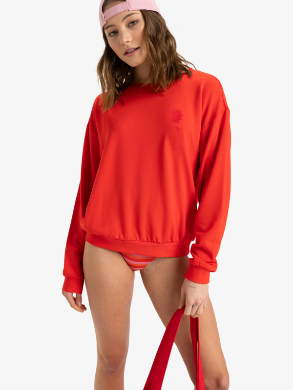 0 Surfing By Moonlight - Pullover Sweatshirt for Women Red ERJFT04808 Roxy