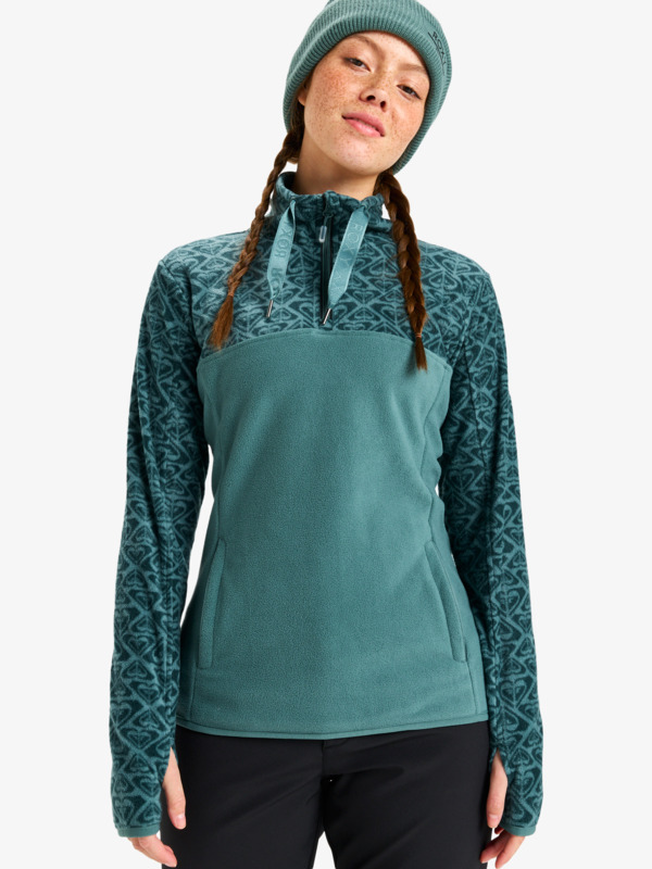 0 Sayna - Pullover in pile con mezza cerniera da Donna Blue ERJFT04831 Roxy