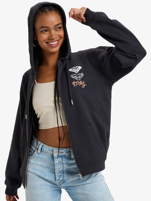 5 Surf Stoked - Sweat à capuche zippé pour Femme Noir ERJFT04853 Roxy