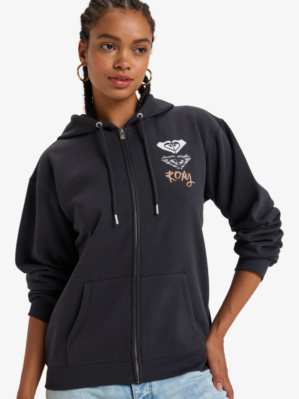 0 Surf Stoked - Sweat à capuche zippé pour Femme Noir ERJFT04853 Roxy