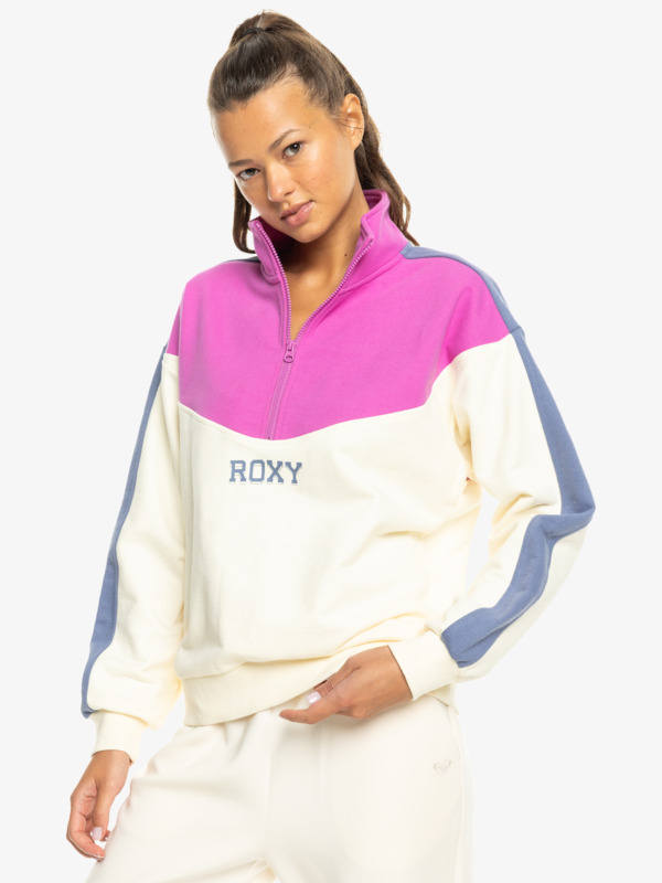 6 Essential Energy - Sweater met Korte Rits voor Dames Pink ERJFT04860 Roxy