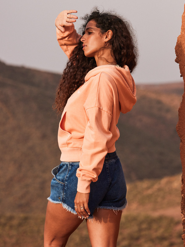 1 Sahara Vibes - Sweatshirt com capuz e fecho de correr para Mulher Pink ERJFT04873 Roxy