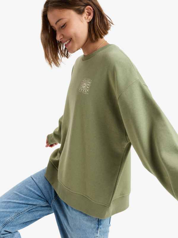 1 Morning Hike - Pullover Sweatshirt for Women Green ERJFT04919 Roxy