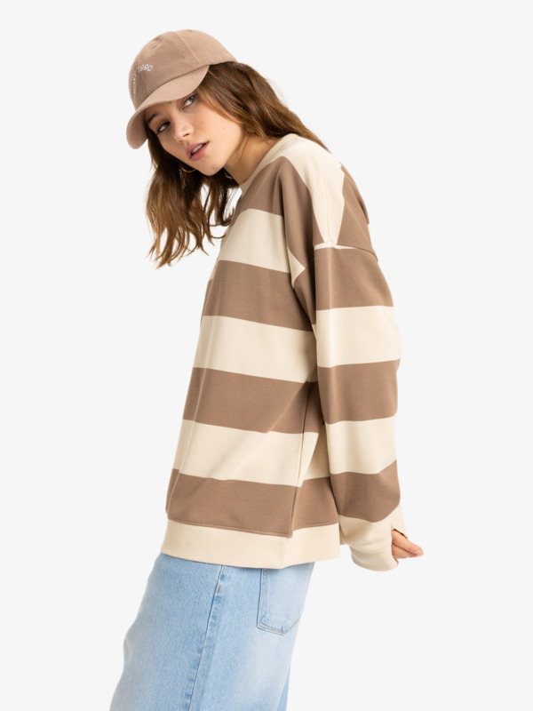 1 Strictly Stripes - Sweatshirt mit Rundhalsausschnitt für Frauen Beige ERJFT04954 Roxy