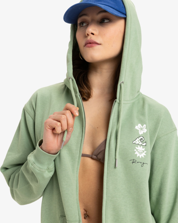 2 Surf Stoked - Hoody met Rits over de hele lengte voor Dames Green ERJFT04956 Roxy