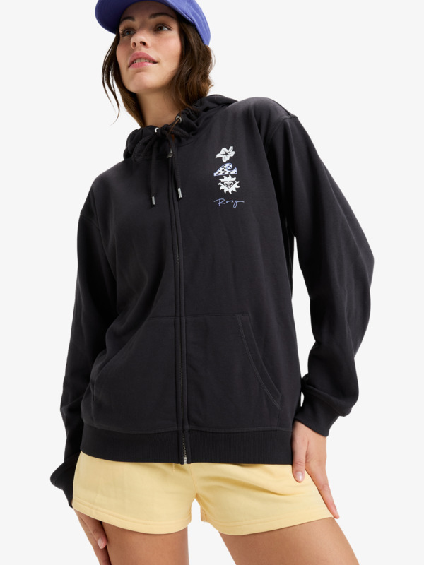 0 Surf Stoked - Sudadera con capucha y cremallera para Mujer Negro ERJFT04956 Roxy