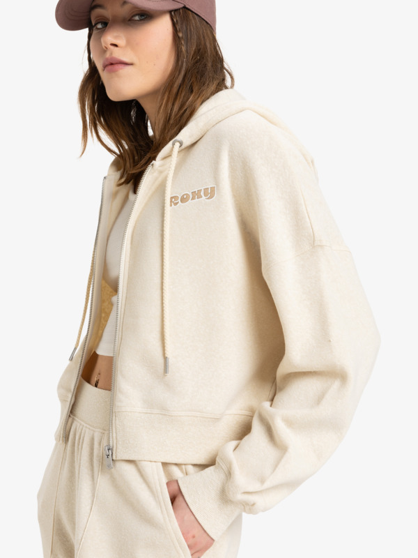 1 Never Better Heather - Sweat à capuche zippé pour Femme Beige ERJFT04961 Roxy