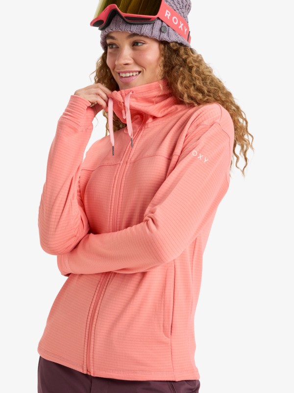 1 Vertere Full Zip - Technical Mid Layer for Women Orange ERJFT04974 Roxy