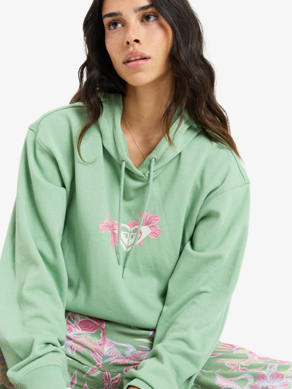 5 Hibiscus Heart - Pullover Hoodie for Women Green ERJFT04980 Roxy