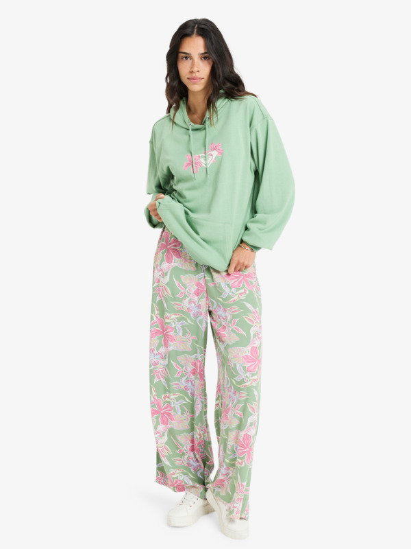 2 Hibiscus Heart - Pullover Hoodie for Women Green ERJFT04980 Roxy