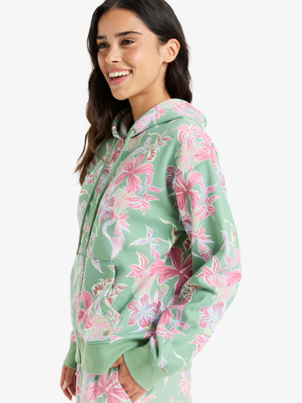 1 Hibiscus Island - Sudadera con capucha y cremallera para Mujer Verde ERJFT04981 Roxy