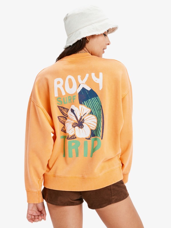 4 Lineup - Crew Neck Sweatshirt With Vintage Wash Effect for Women Orange ERJFT04989 Roxy