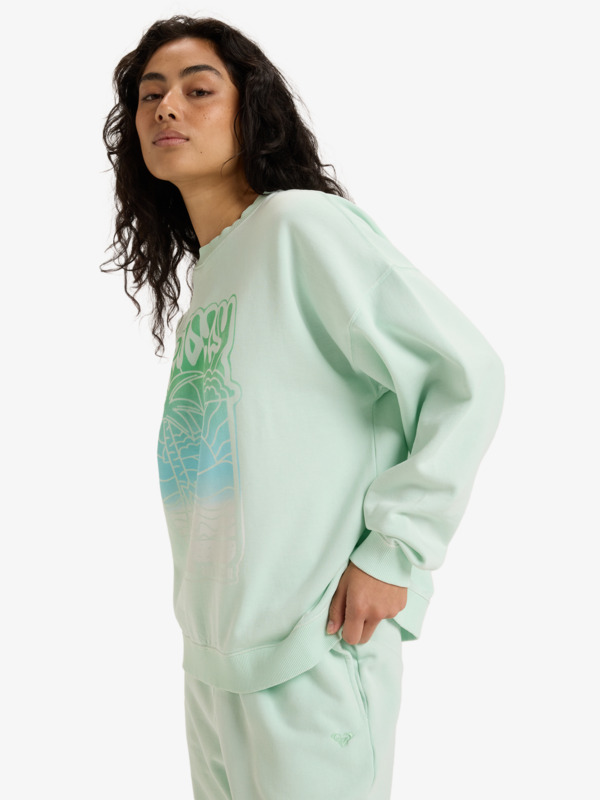 5 Lineup Oversized - Oversized Crew Neck Sweatshirt With Vintage Wash Effect for Women Green ERJFT04990 Roxy