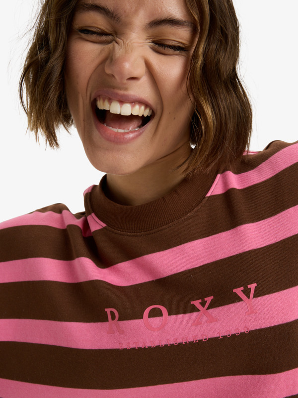 6 Strictly Stripes Oversized - Oversized Striped Sweatshirt for Women Pink ERJFT05004 Roxy
