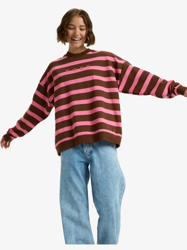 7 Strictly Stripes Oversized - Oversized Striped Sweatshirt for Women Pink ERJFT05004 Roxy