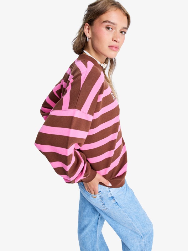1 Strictly Stripes Oversized - Oversized Striped Sweatshirt for Women Pink ERJFT05004 Roxy