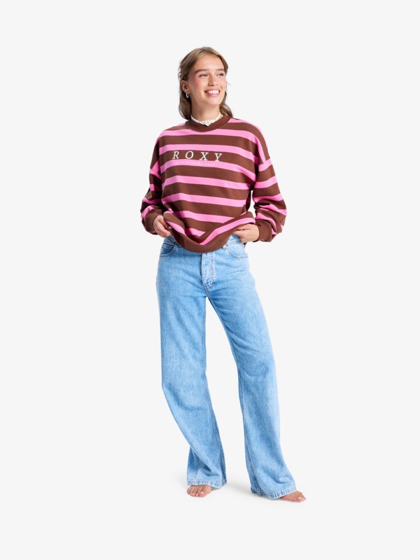 4 Strictly Stripes Oversized - Oversized Striped Sweatshirt for Women Pink ERJFT05004 Roxy