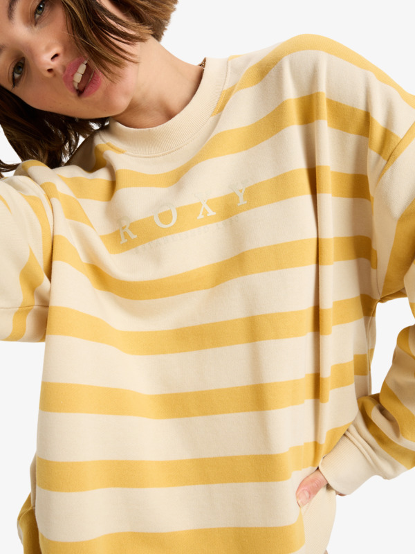 7 Strictly Stripes Oversized - Oversize-Sweatshirt mit Streifen für Frauen Gelb ERJFT05004 Roxy
