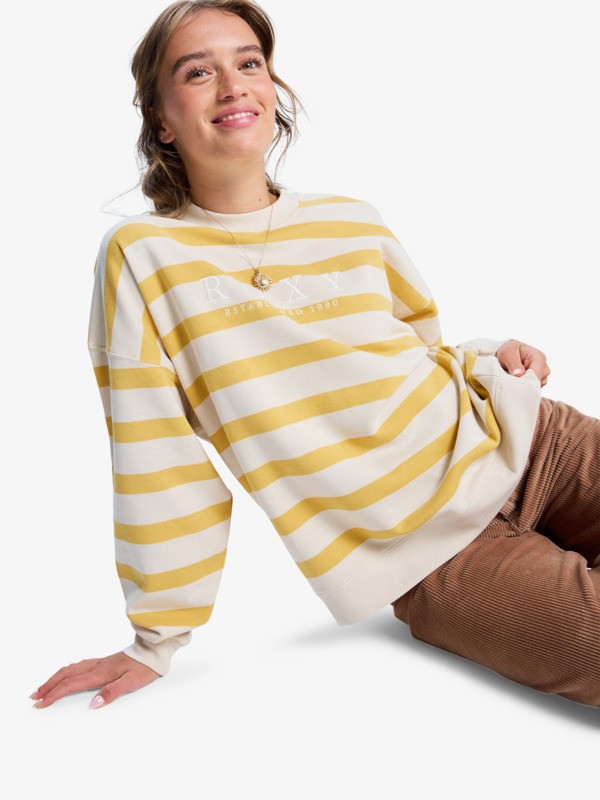 4 Strictly Stripes Oversized - Oversize-Sweatshirt mit Streifen für Frauen Gelb ERJFT05004 Roxy